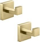 YUET Towel Hooks for Bathrooms Clothes Closet Sponges Robe Hook Screw in Metal Coat Hook for Bathroom Kitchen Hotel Garage Stainless Steel Door Hanger Wall Mounted 2 Pack, Finish (Brushed Brass)