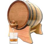 10 Liter Oak Aging Barrel with Stand, Bung & Spigot (2.5 gallon) - Wooden Whiskey Barrel Wine Barrel For The Home Brewer, Distiller, Wine Making, Cocktail Aging - Charred Oak Barrels for Aging Whiskey