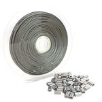 1.5mm Picture Hanging Wire(100-Feet) and 60Pcs Aluminum Sleeves,Hanging Wire Has 7×7 Strands of 304Stainless Steel Wire Rope Wound Up, Supports Up to 90lbs，for Frame Picture, Mirror Hanging