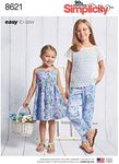 Simplicity S8621 Children's and Girl's Sewing Pattern Dress Top Pants and Camisole - Size 7-8-10-12-14