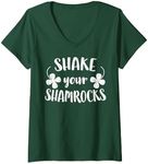 Womens Shake Your Shamrocks T-Shirt St Patrick's Day Shirt V-Neck T-Shirt