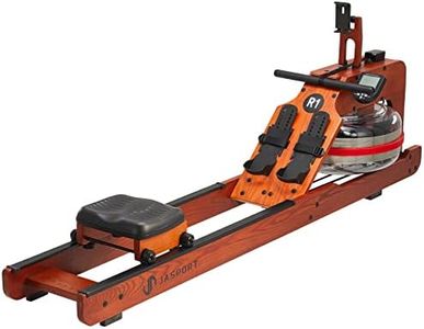 JASPORT R1 | Wasser-Rudergerät für zuhause aus Massiveholz (Esche) | Rudermaschine mit Trainingscomputer (Kinomap kompatibel) & Tablethalterung (Rotbraun)