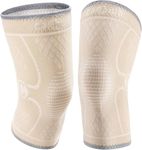 CAMBIVO Knee Brace Support(2 Pack), Knee Compression Sleeve for Men & Women,Knee Support for Workout,Sports,Running,Hiking,Basketball,Cycling,and Daily Wear(Beige, Medium)