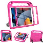 Surom Case with Built-in Screen Protector for iPad 10.2 Inch 2021/2020/2019 (9th/8th/7th Gen), Lightweight Shockproof Handle Stand Kids Case, iPad Air 3 10.5 2019, Rose