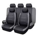 Flying Banner car seat Covers Protects Water Proof Faux Leather Carbon Fiber Front and Rear Bench (Gray Black, Full Set - 9PCS)