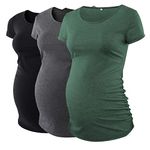 Love2Mi 3PCS Maternity Tops Short Sleeves Maternity Wear T-Shirt Casual Maternity Clothing