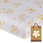 Kaarpas Baby Premium Organic Cotton Muslin Elastic Fitted Cot Bedsheet Crib Sheet with Animal Theme of Monkey Golden Yellow (Size : 120 x 60 x 20 cm) 1 Unit