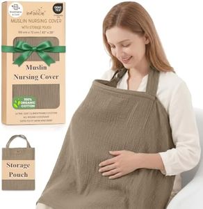 Infancie Premium 100% Organic Cotton Muslin Nursing Cover 43 x 28 Inches – Breathable, Lightweight & Privacy Wrap for Mothers Multi-Use Muslin Nursing Covers For Breastfeeding for Home & Travel, Beige