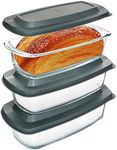 M MCIRCO 6-Piece Glass Loaf Pan with Lids Set, Meatloaf Pan With Airtight Lids, Loaf Pan For Bread, Cake, Pastries, Easy Grip, Fridge-to-Oven (1800ML/1.9Qt/ 7.2 Cups)