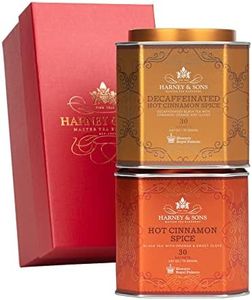 Harney & Sons Spicy Day & Night Tea Gift, Hot Cinnamon and Decaf Hot Cinnamon, Red Gift Box