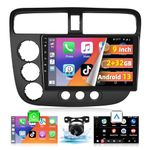 Podofo Android 13 Car Stereo Radio for Honda Civic 2001-2005 2G+32G 9 Inch Car Radio Receiver with Wireless Apple Carplay Android Auto/GPS/Mirror Link/SWC/FM&RDS Radio + Backup Camera + Microphone