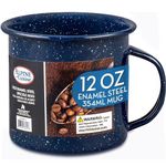 Alpine Cuisine Enamel Steel Dark Blue Speckle Mug 12oz - Both Hot & Cold Beverage Coffee Mug for Office & Home, Dishwasher Safe & Microwave Safe, Small Coffee Mug for Coffee, Tea, Cappuccino