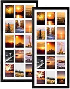 MEBRUDY 4x6 Collage Picture Frame Multi Black Wooden Photo Frame with White Mat Displays 4”x 6” Pictures with 15 Opening, 2 Pack