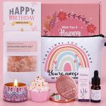 Birthday Pamper Gifts for Women, Happy Birthday Hampers Gift Box for Her, Female Relaxation Self Care Package Birthday Presents for Women Best Friends, Mum, Sister, Auntie, Birthday Basket Gift Ideas