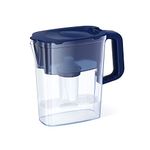 AQUAPHOR Compact 5-Cup Water Filter Pitcher - Dark Blue with 1 x B15 Filter - Fits in The Fridge Door - Reduces Limescale and Chlorine - Ideal for Five Cups