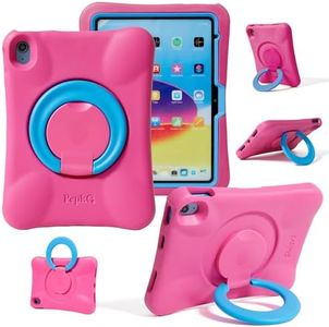 NLR FUN Kids Case for iPad, Shockproof Cover for 10.9” iPad 10th generation (2022), Lightweight Full Body Protective Case with Foldable Handle/Stand (Pink+Blue)