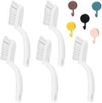 Scrubbing Brush with Handle Cleaner Crevice Cleaning Brush Grout Stiff Hand Brush Tile Hard Bristle Brush Small Detailing Brushes Drill Brush 5 Pieces with 5 Hooks for Bathroom