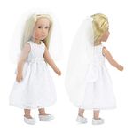 Emily Rose 14 Inch Doll Clothes| Beautiful 3 Piece Bridal First Communion Dress Outfit , Including Veil and Satiny Shoes! | Fits Most Hard-Bodied 14" Dolls