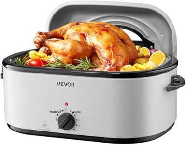 VEVOR Roaster Oven, 26QT Electric Roasting Pan, 150-450℉ Adjustable Temperature Fast-Cooking Turkey Roaster with Cool-Touch Handle, Visible Self-Basting Lid, Defrost & Warm Function, Fits 30lb Turkey