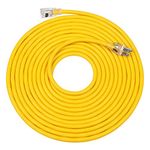 DEWENWILS 25 FT 12/3 Gauge Indoor/Outdoor Extension Cord with Lock, SJTW 15 Amp Yellow Outer Jacket Contractor Grade Heavy Duty Anti-Shedding Power Cable with LED Lighted Plug, ETL Listed