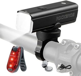 ROCKBROS Set de Lumière Vélo Avant et Arrière 1500 Lumens Intelligente, Lampe Vélo Avant à LED Puissante 5500mAh, Éclairage Vélo VTT Avant Rechargeable USB-C 5 Modes IPX6 Étanche