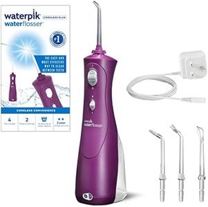 Waterpik Cordless Plus Water Flosser with 2 Pressure Settings, Dental Plaque Removal Tool Ideal for Travel or Small Bathrooms with Rechargeable Battery, Orchid