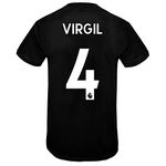 Liverpool FC Boys Virgil 4 Poly T-Shirt Black Red Stripe 10-11 Yrs