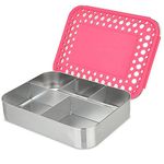 Lunchbots Bento Cinco Large Stainless Steel Food Container - Five Section Design Holds a Well-Balanced Variety of Foods - Eco-Friendly Bento Lunch Box - Dishwasher Safe and BPA-Free - Pink Dots