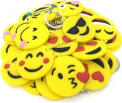 Laxmi Collection 20 Pcs Smiley Emoji Keyrings Key Chains for Kids Boys Girls Children and Adults Birthday Return Gifts in Bulk Pinata Filler Multicolour (Pack Of 20)