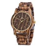 Uwood Wooden Watches Leeev 40.5mm Unisex Natural Handmade Wood Watch with Box and Band Adjust Tool