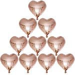 [10 Pack] ADAND Heart Shape Foil Balloons, 18" Mylar Balloons Rainbow Colorful Decoration for Birthday Party/Wedding/Engagement Party/Celebration/Holiday/Party Activities (Rose Gold)