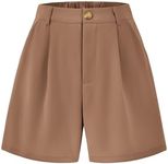 KIRUNDO Women's Shorts 2024 Trendy Summer Dressy Elastic High Waisted Pleated Business Casual Work Shorts with Pockets Khaki