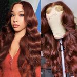 MUPRETTY Reddish Brown Lace Front Wigs Human Hair 180% Density 13x4 Auburn Colored Body Wave Wig Human Hair Pre Plucked Natural Hairline(22Inch,13x4 Lace Front Wig)