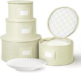 storageLAB China Storage Containers, Hard Shell Case with Felt Dividers for Charger Plates, and Dishes, Ideal for Kitchen Organization, Moving Supplies, and Fine China Storage - 4-Piece Set, Cream