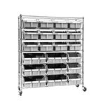 Seville Classics NSF Solid Steel Wire Storage Shelf, Patented Garage Warehouse Office Restaurant Classroom Kitchen Storage Shelving Rack - Includes 21 Bins