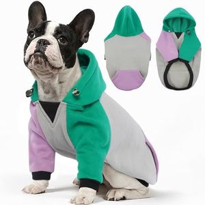 BRKURLEG Dog Hoodie, Dog Hoodie Sweatshirts with Pocket and Hat, Warm Dogs Winter Coat, Calming Fleece Interior, Pet Sweater Shirt Hoodies Cold Weather Coat for Small Medium Dogs(GreenPurple, XL)