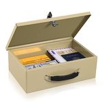 KYODOLED Fireproof Document Box with Key Lock,Safe Storage Box for Valuables,Fire Resistance Security Chest,Fireproof Box for Documents,Passport,Cash,Tablet 12.8'' x 8.4'' x 4.5'' Sand