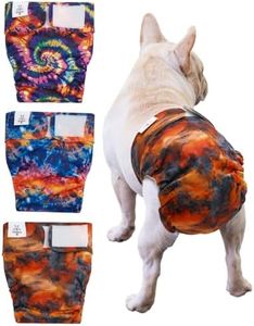 CuteBone Washable Dog Diapers Female No Tail Hole 3 Pack Reusable Doggie Period Training Pants for Docked-Tail Frenchie French Bulldog Boston Terrier Without Tail WWD28XL
