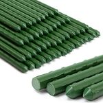 ROMODEN Garden Stakes 48''/120cm Plant Sticks, 50PCS Plastic Coated Steel 4ft Plant Stakes Support for Growing Climbing Plants, Tomato Stakes Gardening Supplies