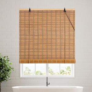 Natural Bamboo Roll Up Blinds for Windows, Light Filtering Bamboo Blinds for Doors Indoor Outdoor Home Patio Porch (42''W X 72''H)