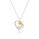 Bee Kind The Original You Are My Sunshine Sunflower Necklace Made With 18K Gold Plating, Cubic Zirconia Stones, and comes with Personalized Gift with Box for Women