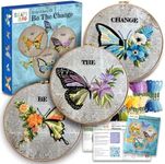 CRAFTILOO Embroidery Kits for Adults Hand Embroidery kit for Beginners with Stamped Embroidery Patterns Starter Embroidery Kit. Needlepoint kit Cross Stitch kit for Teens& Adults Butterflies