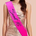 Style Secrets 4" Shimmering Sweet 16 Birthday Princess Sash for Girls (Magenta)