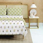 Urban Space 100% Cotton AC Comforter/Blanket/Duvet for Double Bed with 1 Cotton Double Bedsheet with 2 Pillow Covers (4 Piece Bedding Set, High Garden Yellow)