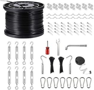 UGarden String Light Hanging Kits, 450FT Coated Stainless Steel 304 Wire Rope, Outdoor Black Guy Wire kit w/Expansion Hook, Enough Accessories, Humanized Collocation