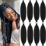 Ainimiu 8 Packs Pre-Separated Springy Afro Twist Hair Spring Twist Hair Natural Black Marley Twist Crochet Braiding Hair for Soft Locs Hair Synthetic Hair Extensions for Women (1B, 18Inch)