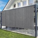 Shade&Beyond Outdoor Roller Shades 7' W x 8' H Cordless Patio Roll Up Blinds Exterior Shade Cloth Roll for Porch Gazebo Pergola Balcony Backyard, Spliced of Two Poles, One-Piece Fabric, Gray