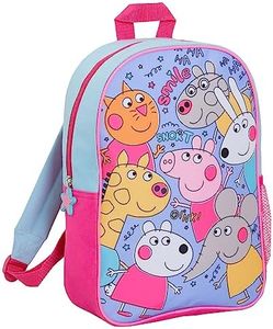 Peppa Pig Official Backpack Girls Peppa & Friends Back to School Bag for Nursery Travel Lunch Bag New Tales Book Carry Case, Pink, One Size