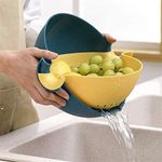 VOETEX ZONE Multifunctional Washing Vegetables and Fruit Draining Basket Strainer, Fruit Basket for Dining Table,Drain Basket- Made in India (Dark Blue)