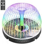 GAIZERL Remote Control Solar Fountain, 2024 Upgrade 6W Solar Powered Water Feature Fountains, Outdoor Hummingbird Bird Bath Water Pump with Colorful LED Lights, 7 Nozzles & 4 Fixers, 4000mAh Battery